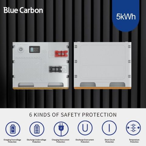 Blue Carbon 5kWh/24V200AH Lithium Ion LifePO4 Battery Flat