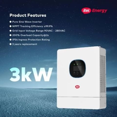 itel 3kW/24v Inverter Off-Grid 24V IP54 1Phase IPV-3K24U