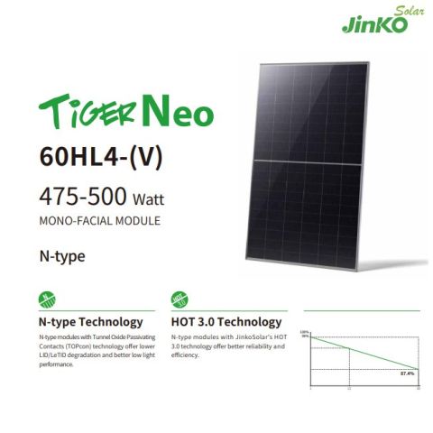 Jinko 485W Solar Panel Half Cut Monocrystalline 
