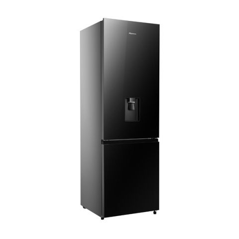 Hisense 350L Black Glass Refrigerator With Water Dispenser